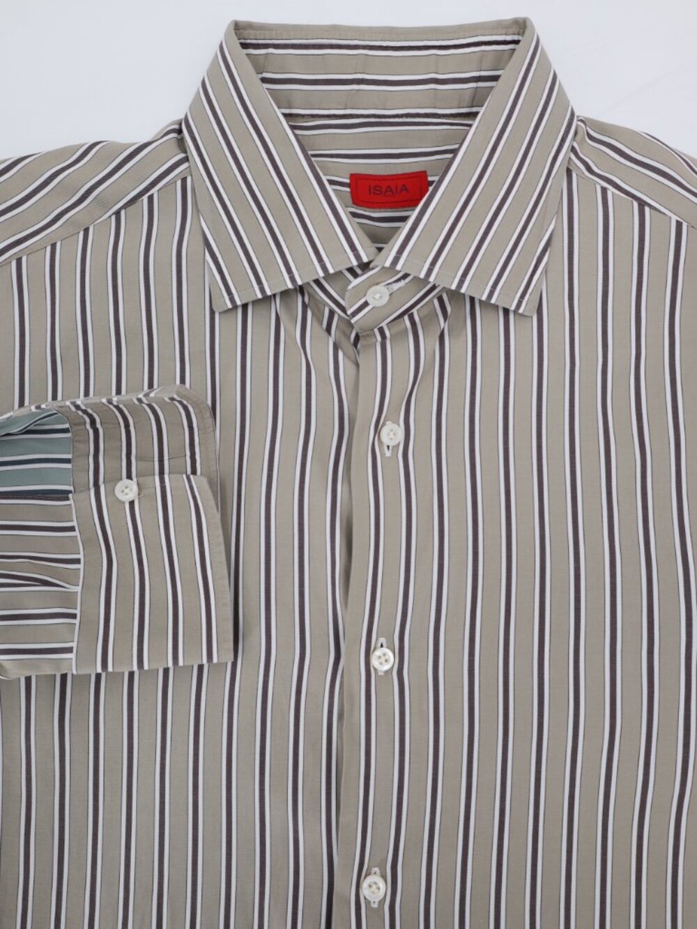 Isaia Dress Shirt Mens XL Bespoke Cotton Button Up Long Sleeve Made In Italy